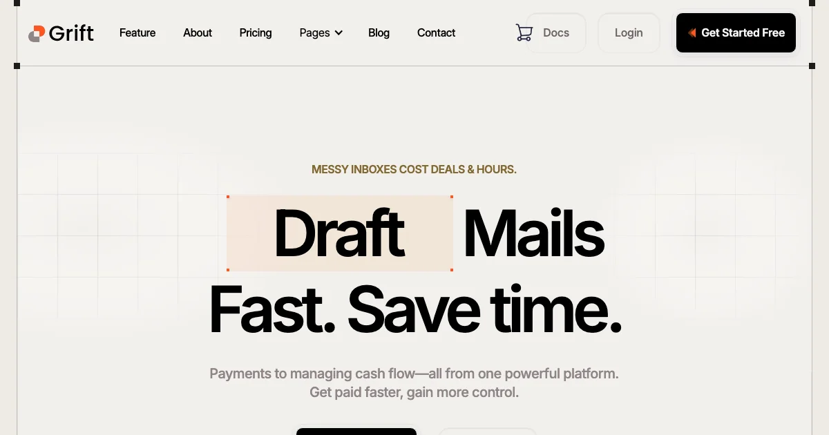 Screenshot of the Grift theme homepage