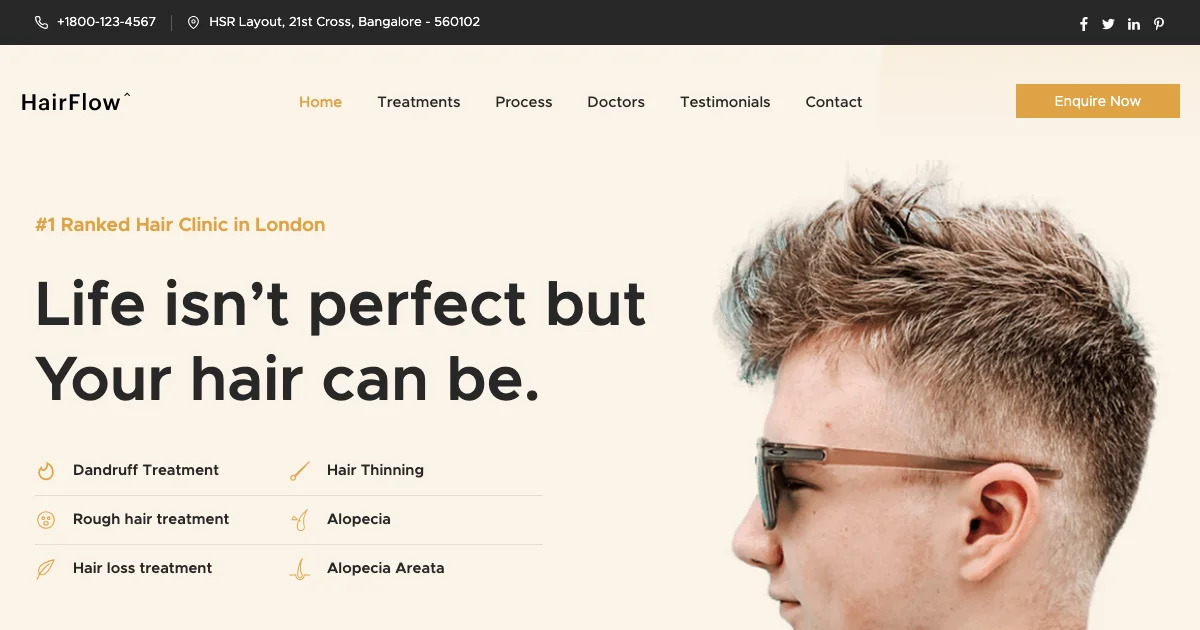 Screenshot of the HairFlow theme homepage