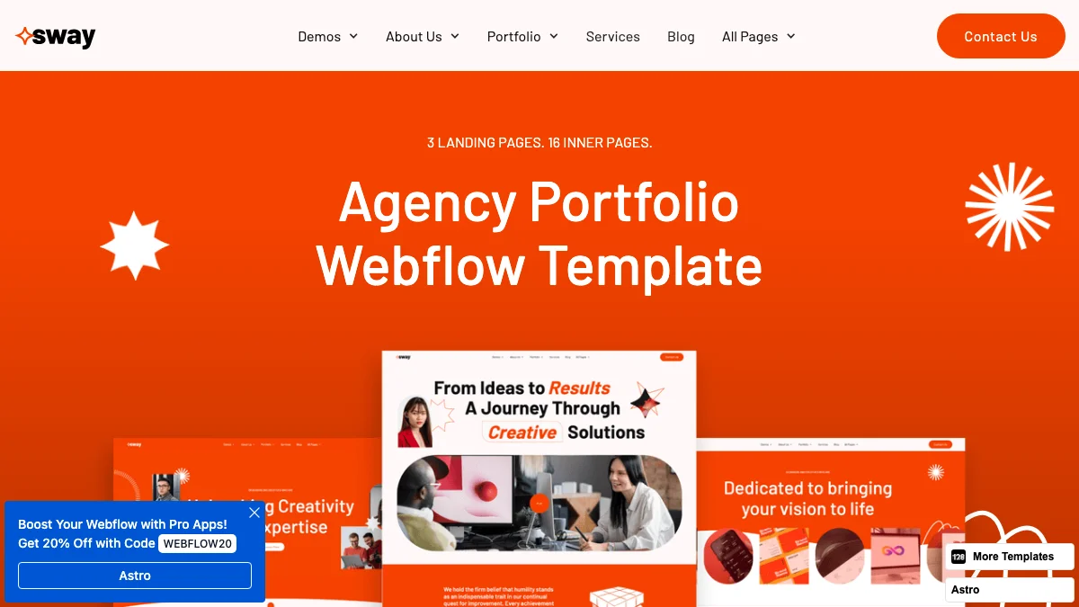 Screenshot of the Sway 128 theme homepage