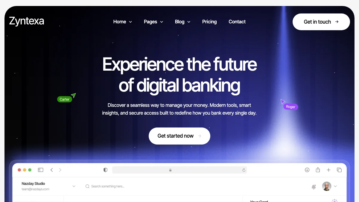 Screenshot of the Zyntexa theme homepage